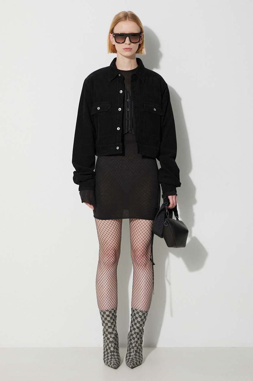 Jakna Rick Owens Black Cropped Corduroy Jacket Črna | DS02C5702.MC, 1