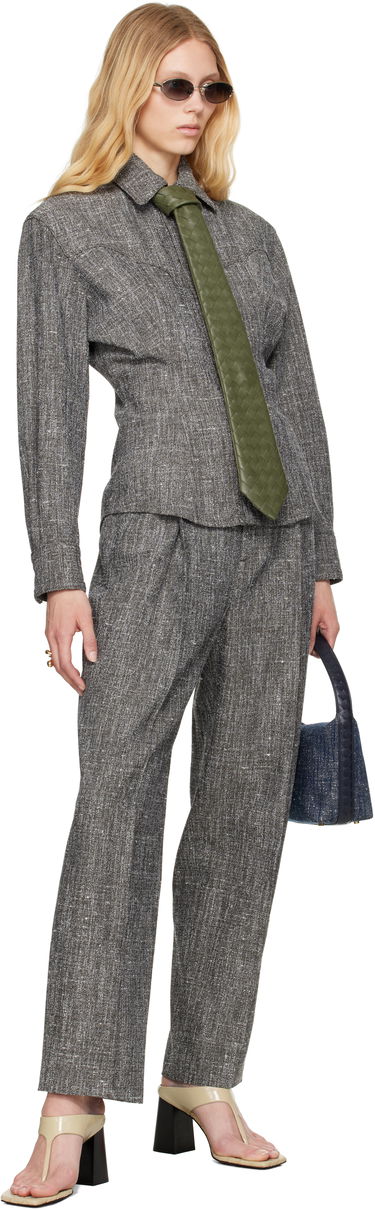 Šala Bottega Veneta Bottega Veneta Intrecciato Leather Tie Zelena | 813612 V2JG0, 2