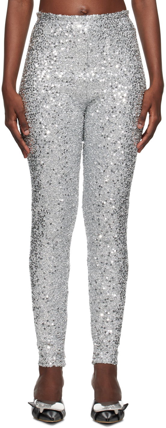 Pajkice We11done We11done Sequined Leggings Kovinski | WD-LE3-23-246-W-SV
