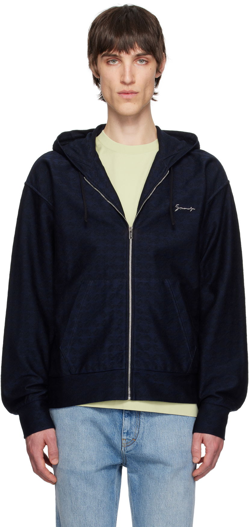 Pulover Givenchy Givenchy Monogram 72 Signature Zip Hoodie Mornarica | BMJ0LB3YPY006