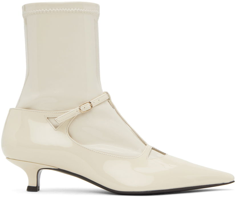 Nogavice The Row The Row Cyd Patent Leather Ankle Boots Bela | F1416-P73