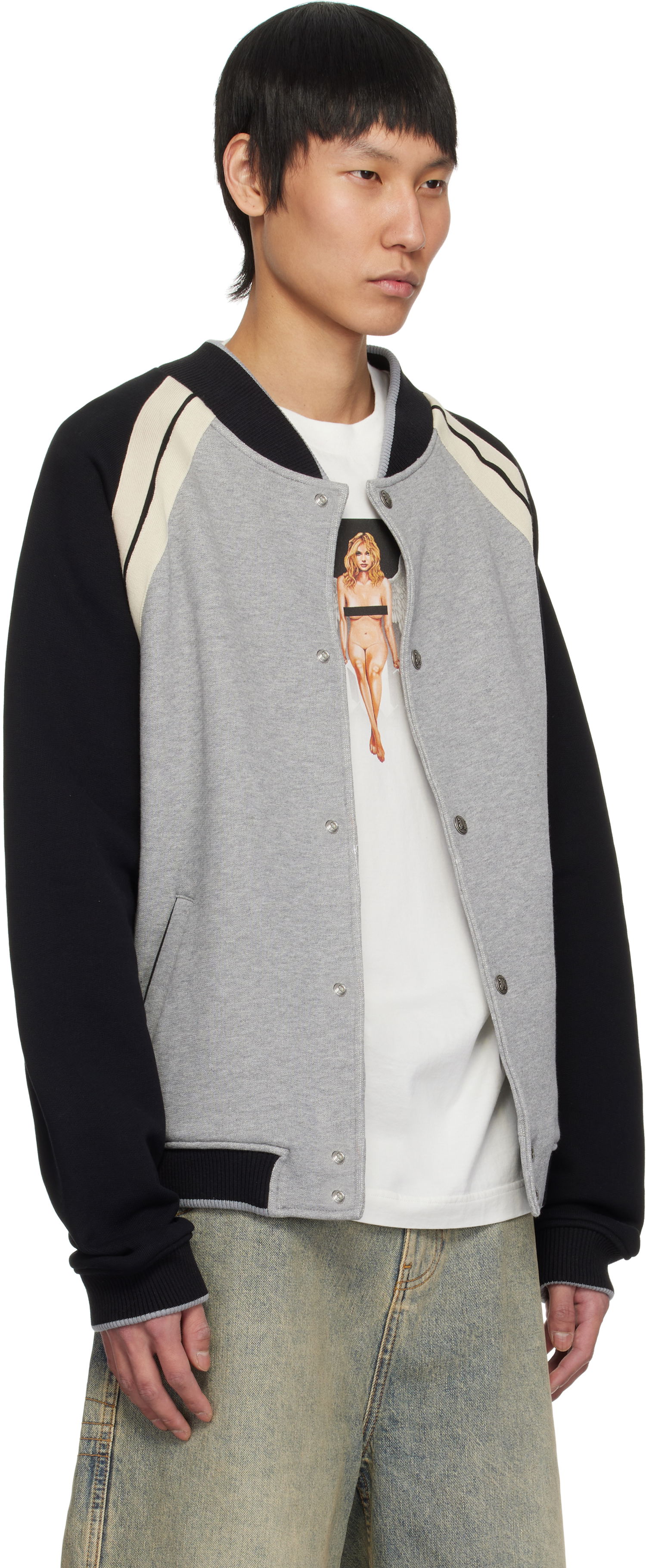 Bomber jakna Palm Angels Palm Angels Varsity Bomber Jacket Siva | PMEK010S25FAB0010810, 1