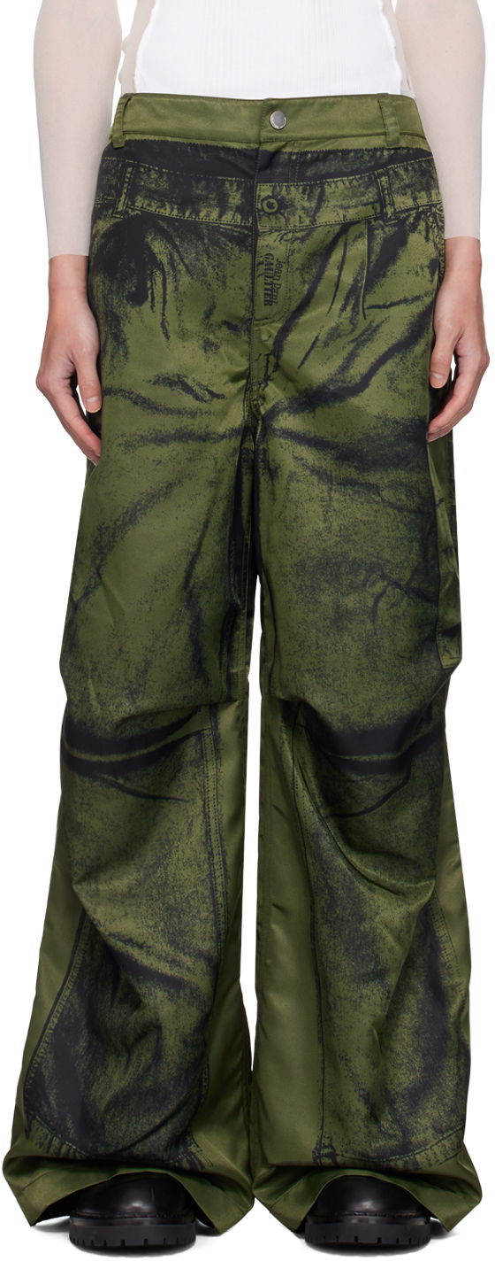 Cargo hlače Jean Paul Gaultier Jean Paul Gaultier 'The Trompe-L'œil' Cargo Pants Zelena | 24/30-F-PA134-C539-4100