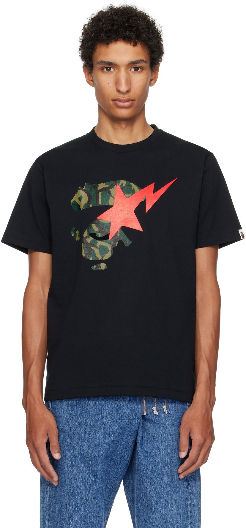 Majica BAPE Trial Camo Ape Face STA T-Shirt Črna | 001TEL301035M