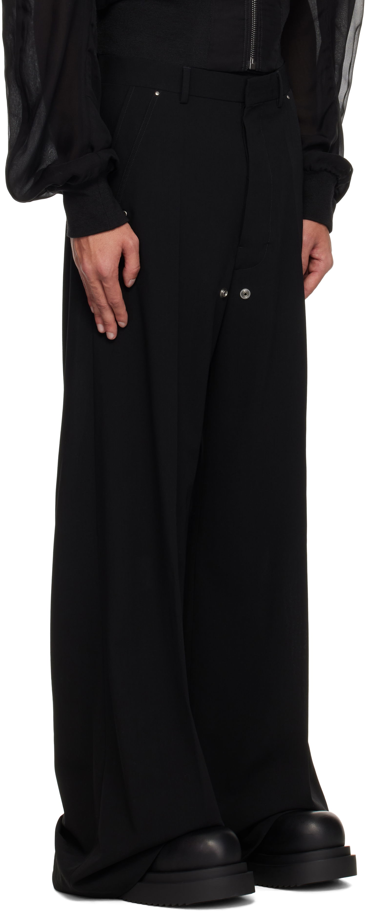 Hlače Rick Owens Rick Owens Hollywood Tailored Belas Trousers Črna | RU01E5353 WLP, 1