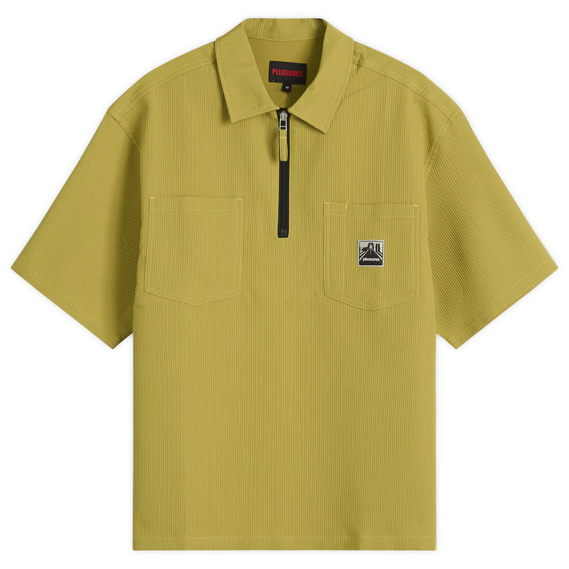 Polo majica Pleasures Pleasures Electron Half Zip Shirt Rumena | P25SP023-OLV