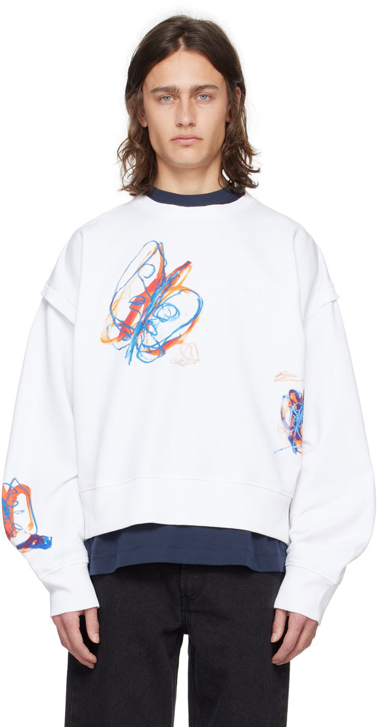 Pulover Études Parade Print Cropped Sweatshirt Bela | E24MC221A01300
