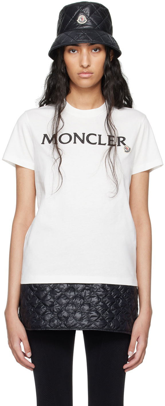 Majica Moncler White Embroidered Logo T-Shirt Bela | J20938C0001189AIJ