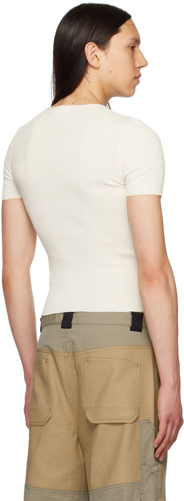 Krop-top Dion Lee Dion Lee Gradient Rib T-Shirt Bela | C7192S23, 2