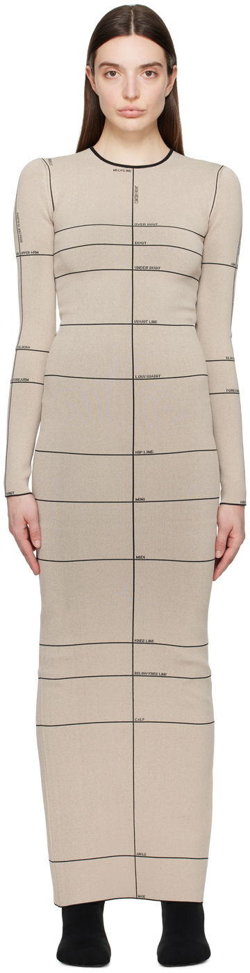 Obleke VETEMENTS Checked Maxi Dress Bež | WE64KN310O