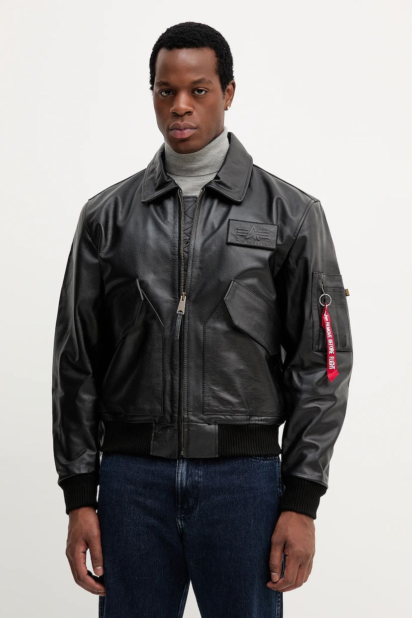 Bomber jakna Alpha Industries Leather Bomber Jacket Črna | 100109.03