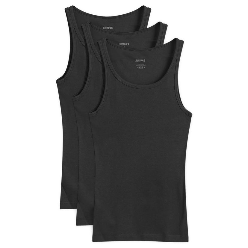 Majica brez rokavov SKIMS Ribbed Cotton Tank Top - 3-Pack Črna | TP-TNK-5788M-ON