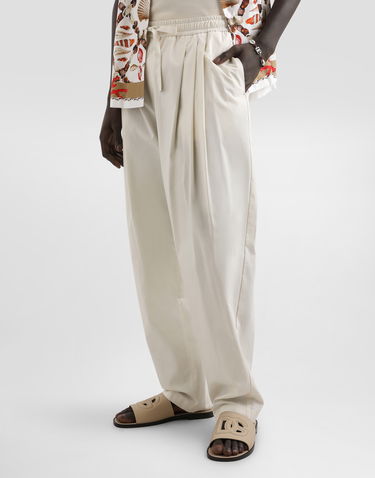Hlače Dolce & Gabbana Dolce & Gabbana Poplin Drawstring Cropped Trousers Bela | GP153ZFUEFJA3791, 1
