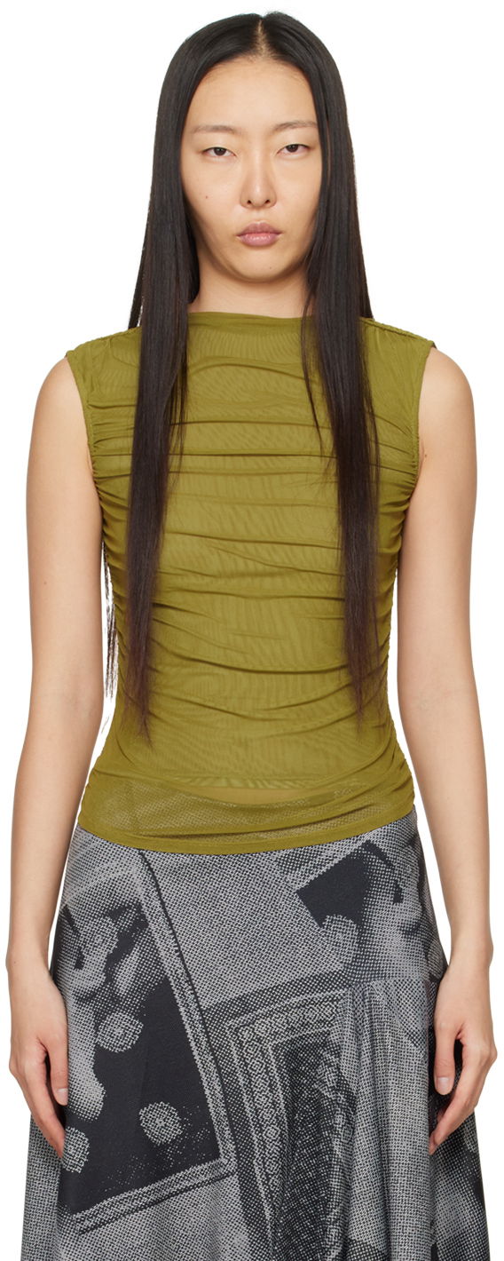 Majica brez rokavov Miaou Miaou Cam Ruched Tank Top Zelena | 7093PM2CED