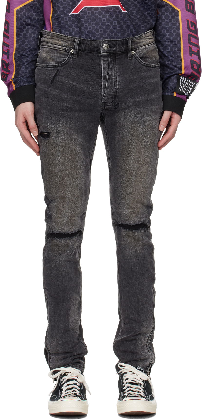 Kavbojke Ksubi Ksubi Van Winkle Distressed Slim Jeans Črna | MSP25DJ019