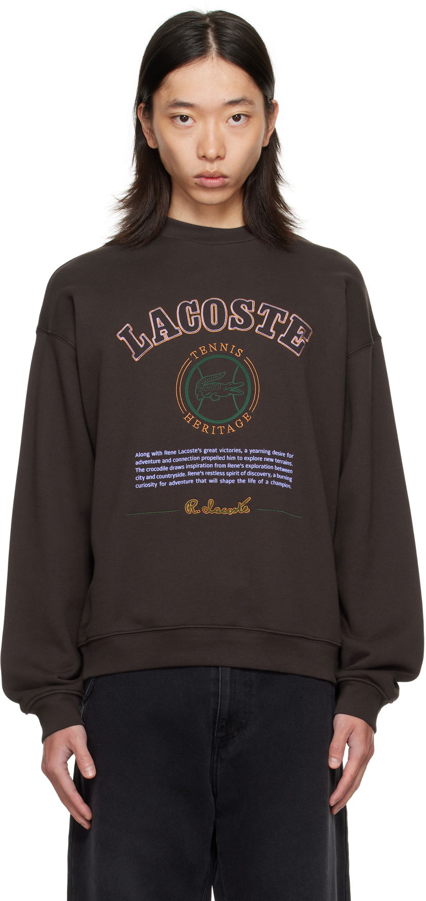 Pulover Lacoste Embroidery Fleece Heritage Sweatshirt Rjava | SH5888_SKB