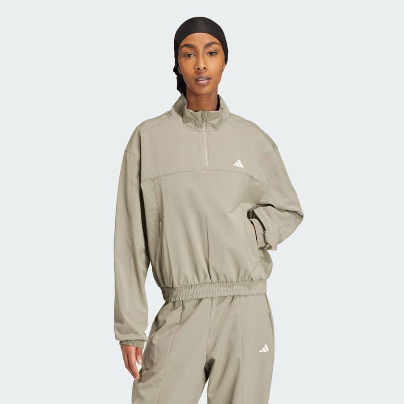 Pulover adidas Performance Train Essentials Woven Quarter-Zip Track Jacket Zelena | IX1028