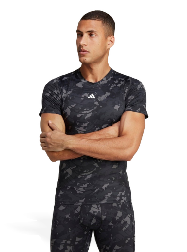 Majica adidas Originals Techfit Allover Print Training Črna | HS9811