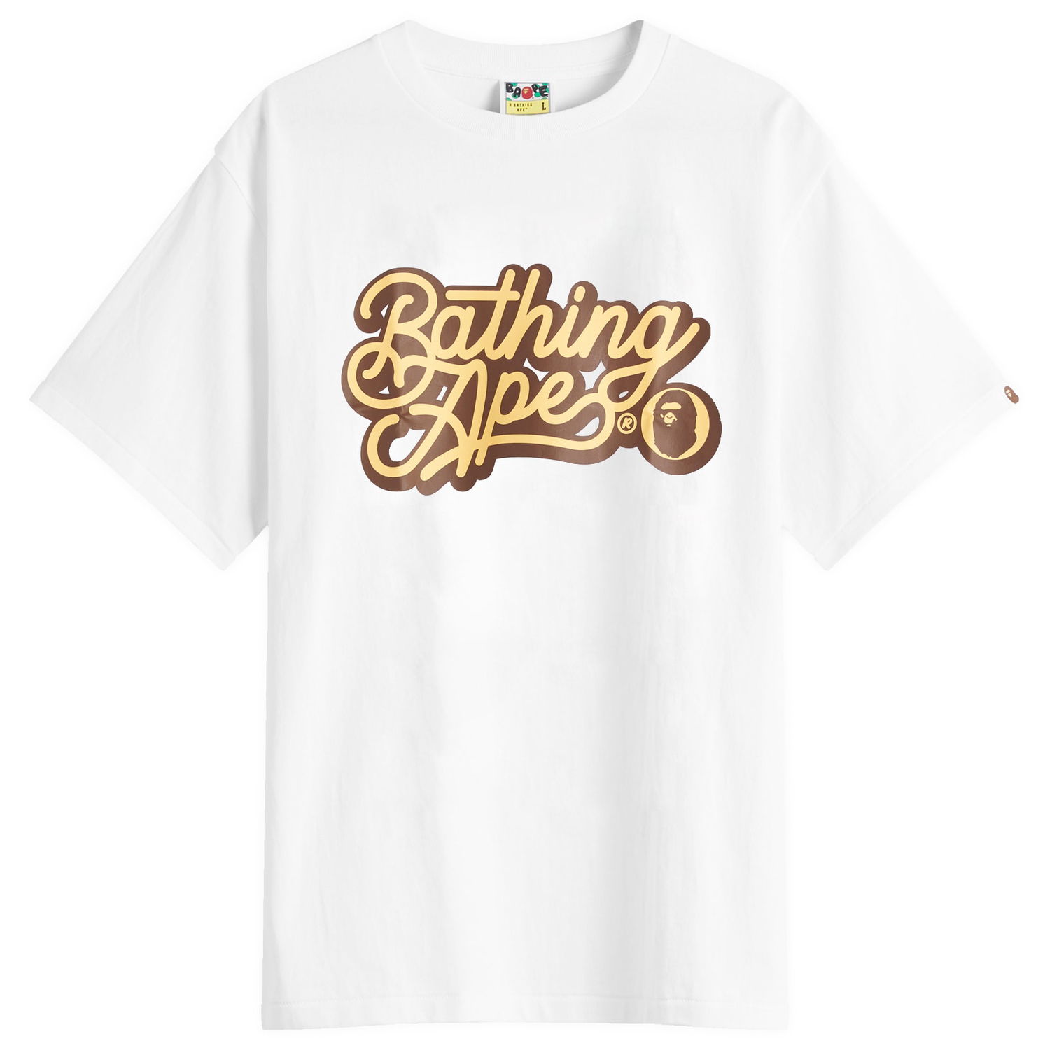 Majica BAPE Bathing Ape Script Logo T-Shirt, Size Large Bela | 001TEL301055M-WBN, 0