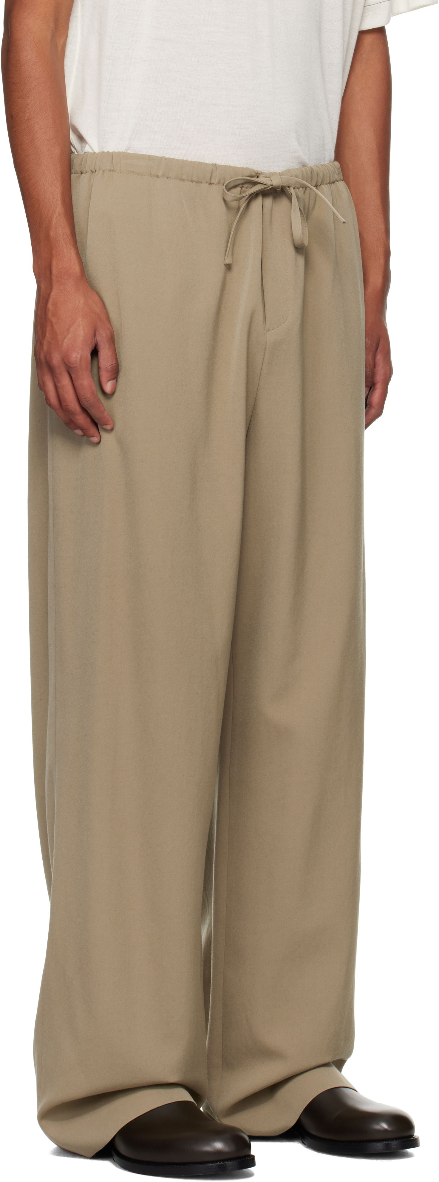 Hlače The Row The Row Donatello Wide-Leg Trousers Bež | 657-W3038, 1