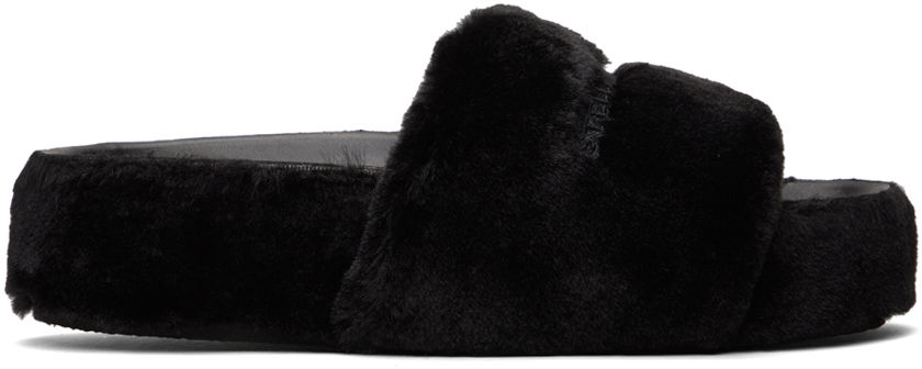 Superge in čevlji Stella McCartney Signature Fuzzy Slides Črna | 810234E00114, 0