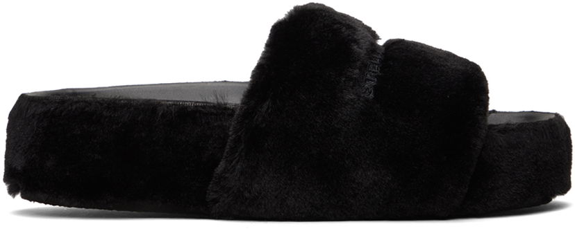 Superge in čevlji Stella McCartney Signature Fuzzy Slides Črna | 810234E00114
