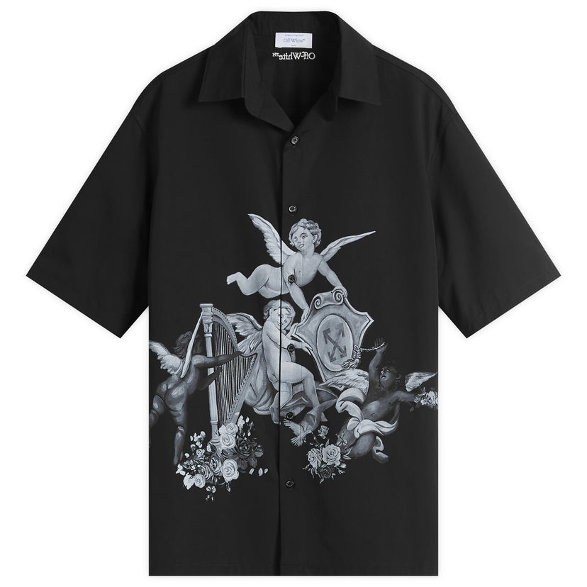 Srajce Off-White Off-White Putti Poplin Bowling Shirt Črna | OMGG013S25FAB0031001