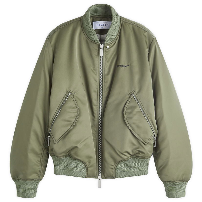 Bomber jakna Off-White Contrast Stitch Nylon Bomber Jacket Zelena | OMEH057F24FAB0015810