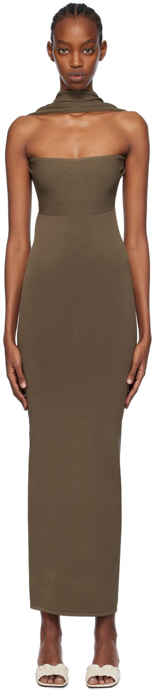 Obleke TOTEME Totême Slip-Through Midi Dress Zelena | 241-WRD1093-YA0028