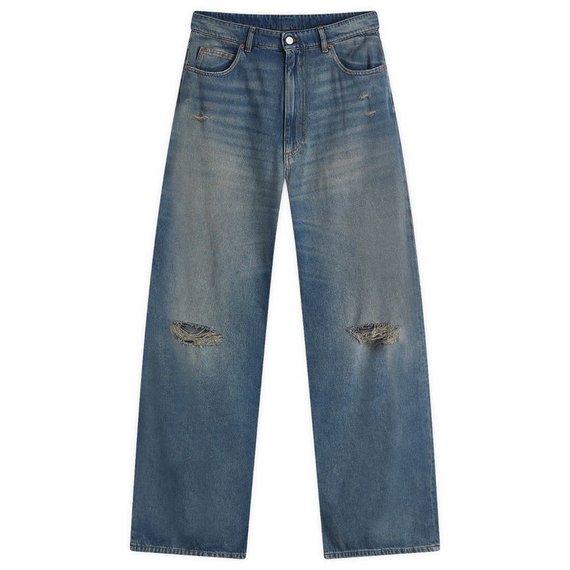 Kavbojke Maison Margiela MM6 Maison Margiela Wide Leg Distressed Jeans 28" Modra | SH0LA0014-M30017-994