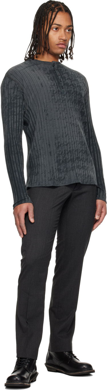 Majica Diesel T-Ally-Pie Long Sleeve Patterned Ribbed Henley Siva | A21589-0QKBU-02A, 3