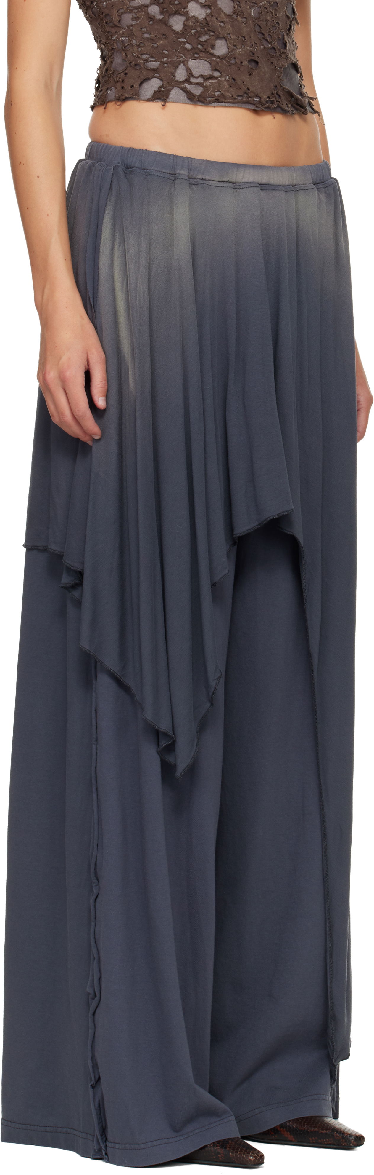 Hlače Diesel P-Kirpalong Draped Wide-Leg Trousers Siva | A18545 0AGBA, 1