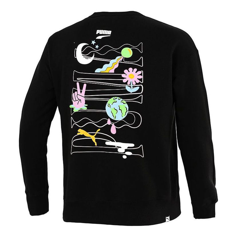 Pleteni pulover Puma Back Large Printing Training Pullover Črna | 533037-01