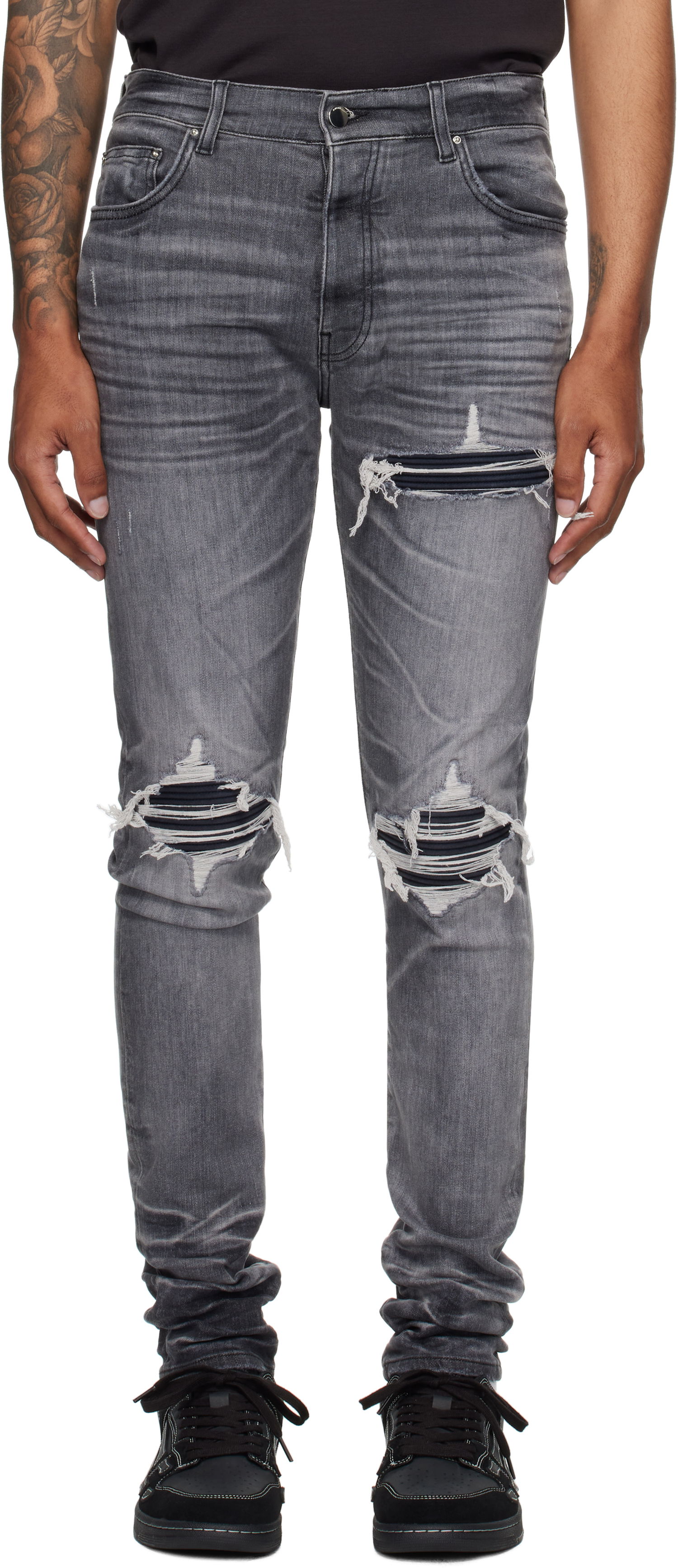 Kavbojke AMIRI AMIRI MX1 Jeans with Suede Patches Siva | AMDNSY1158, 0