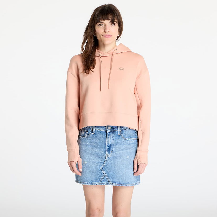 Pulover Lacoste LACOSTE Double Face Cropped Hoodie Roza | SF0281 ZIH