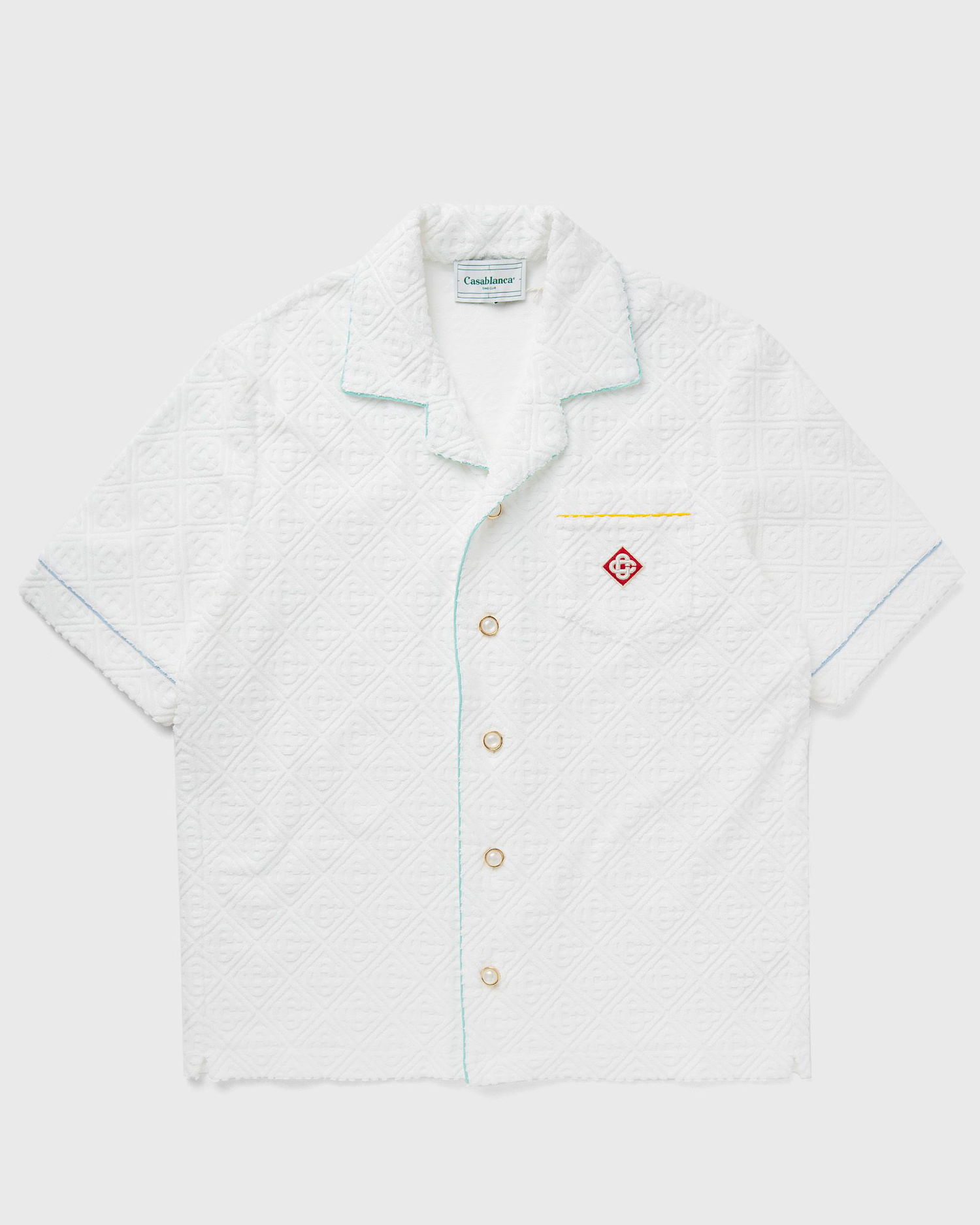 Srajce Casablanca MENS MONOGRAM TOWELLING OPEN COLLAR SHIRT Bela | MPF24-SH-085-01, 0