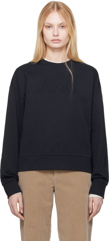 Pleteni pulover Moncler Moncler Embroidered Logo Sweatshirt Črna | K10938G0001689A1K, 0