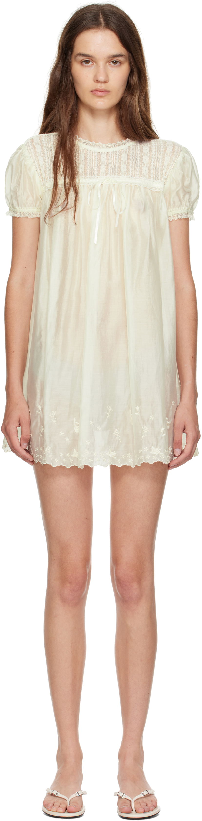 Obleke GUIZIO Guizio Aviva Lace Mini Dress Rumena | P25403W154