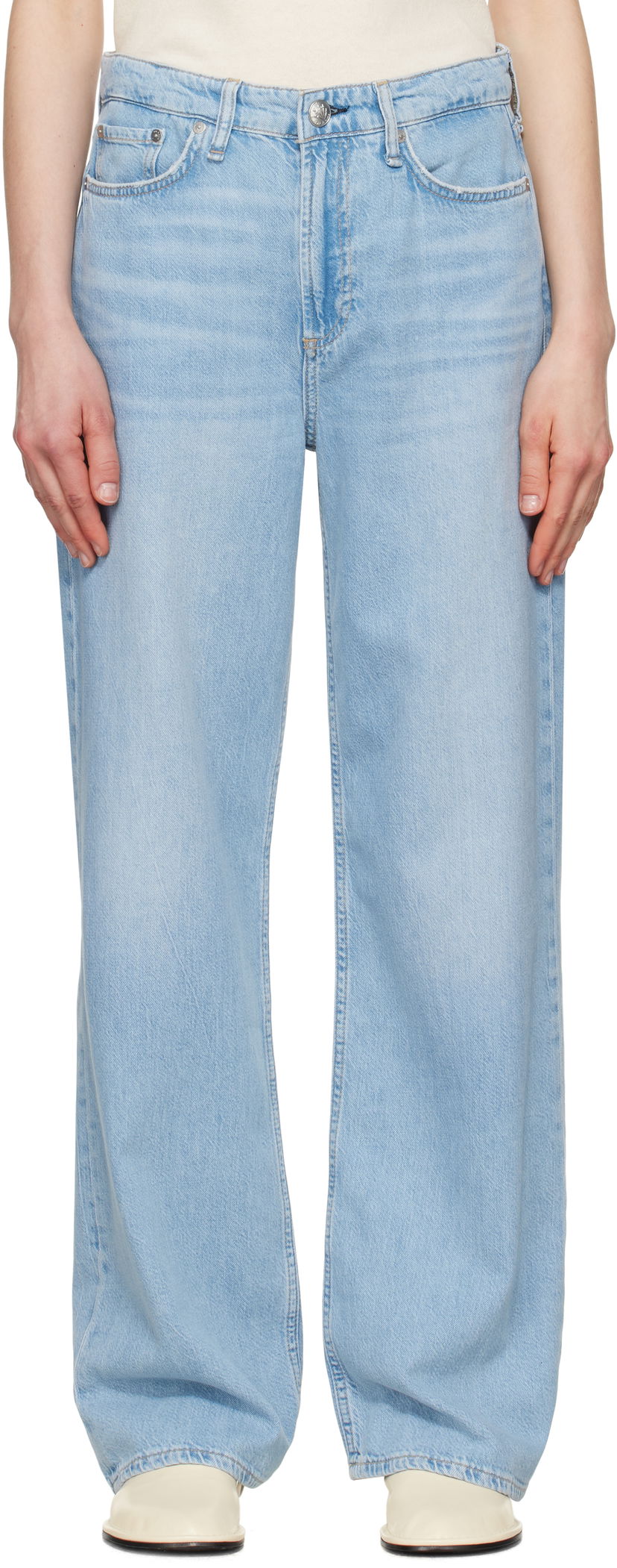 Kavbojke rag & bone rag & bone Featherweight Logan Wide-Leg Jeans Modra | WDD25S2935FWGR