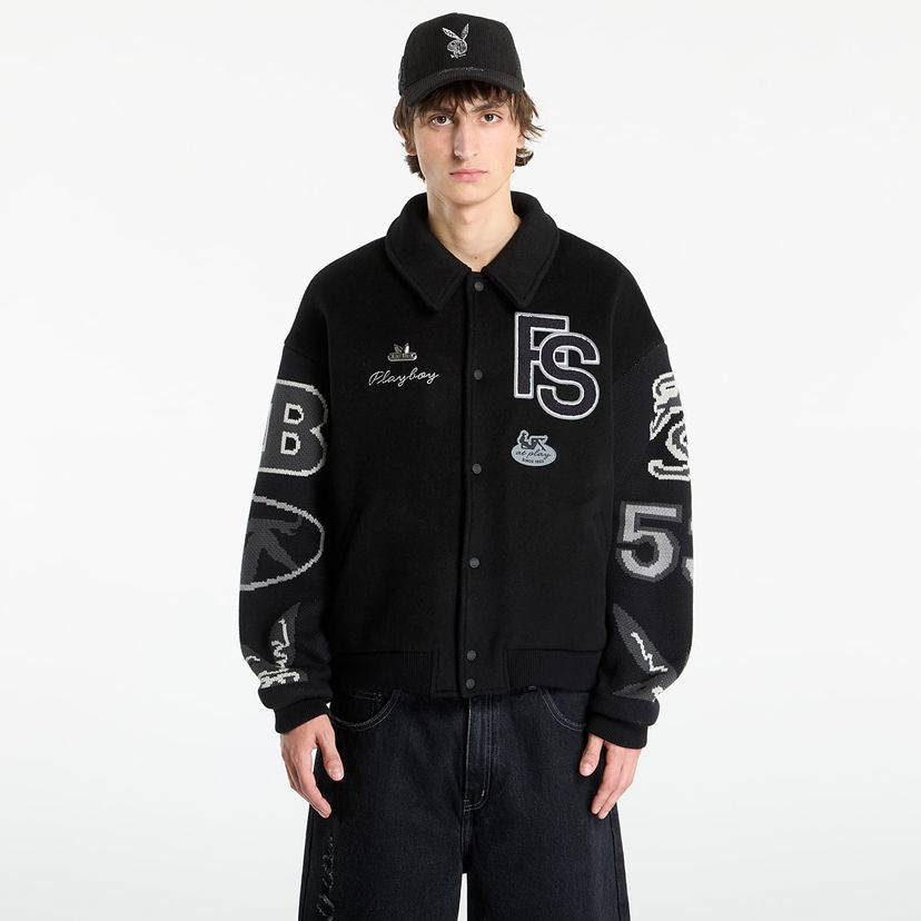 Bomber jakna Footshop Playboy x FTSHP Varsity Jacket UNISEX Black C Črna | FTSHP_504