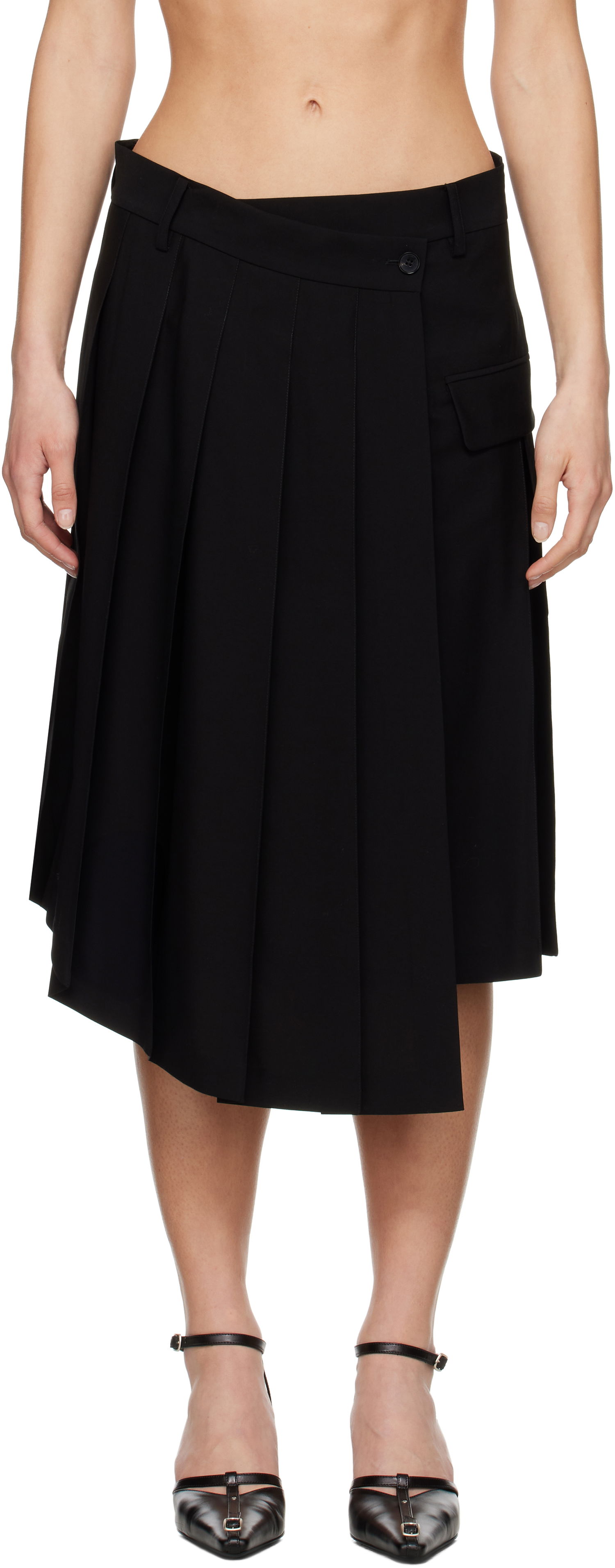 Krila Feng Chen Wang Feng Chen Wang Pleated Midi Skirt Črna | FUS19SK01B, 0