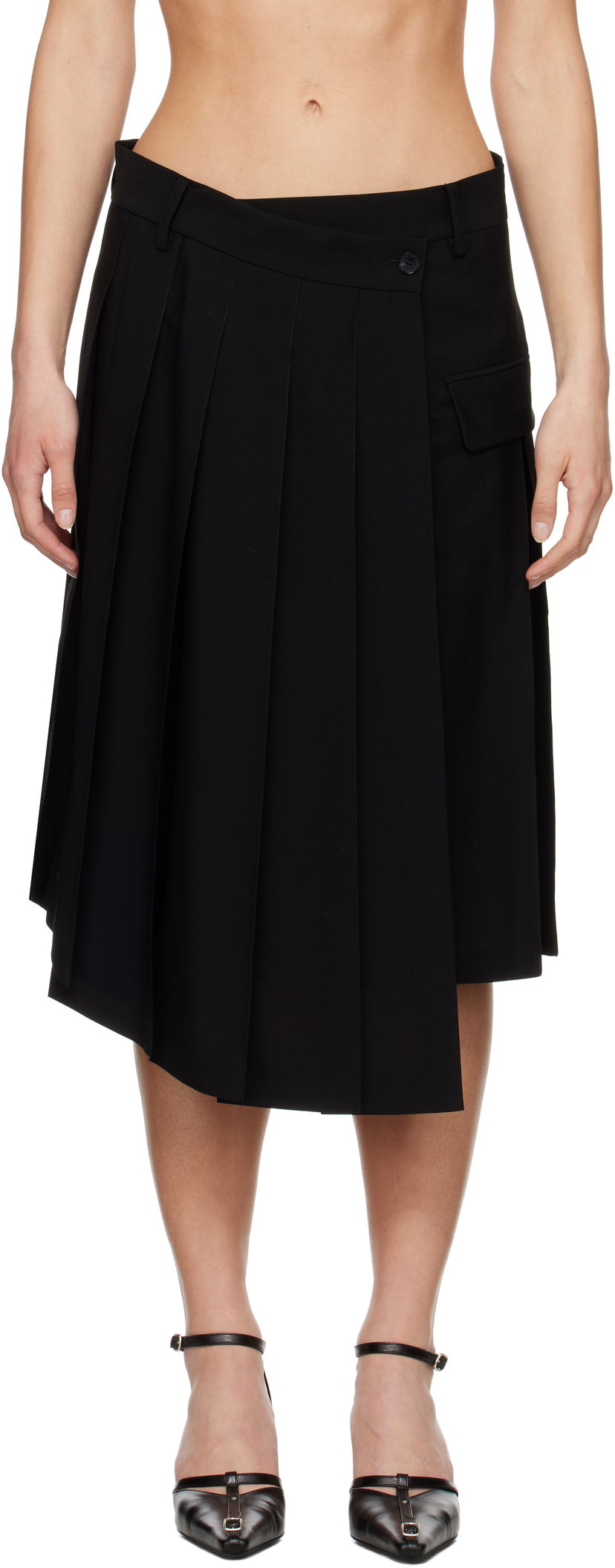 Krila Feng Chen Wang Feng Chen Wang Pleated Midi Skirt Črna | FUS19SK01B