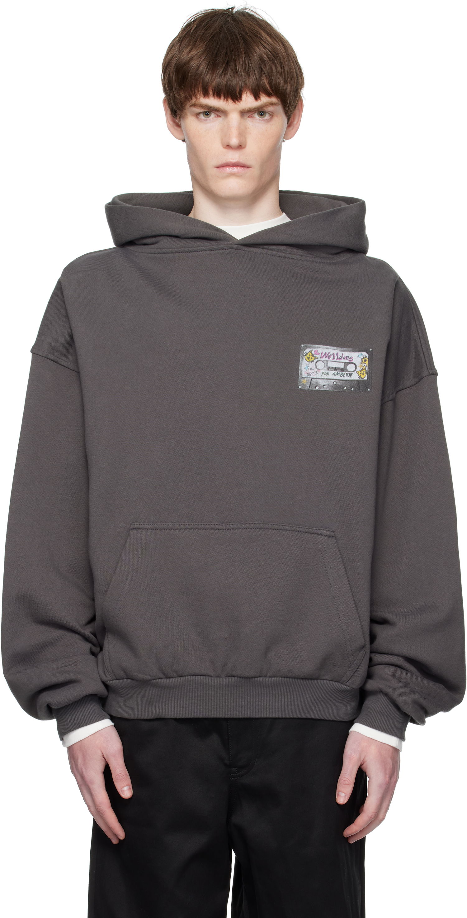 Pulover We11done We11done Cassette Tape Print Hoodie Siva | WD-TH2-25-834-U-CH, 0