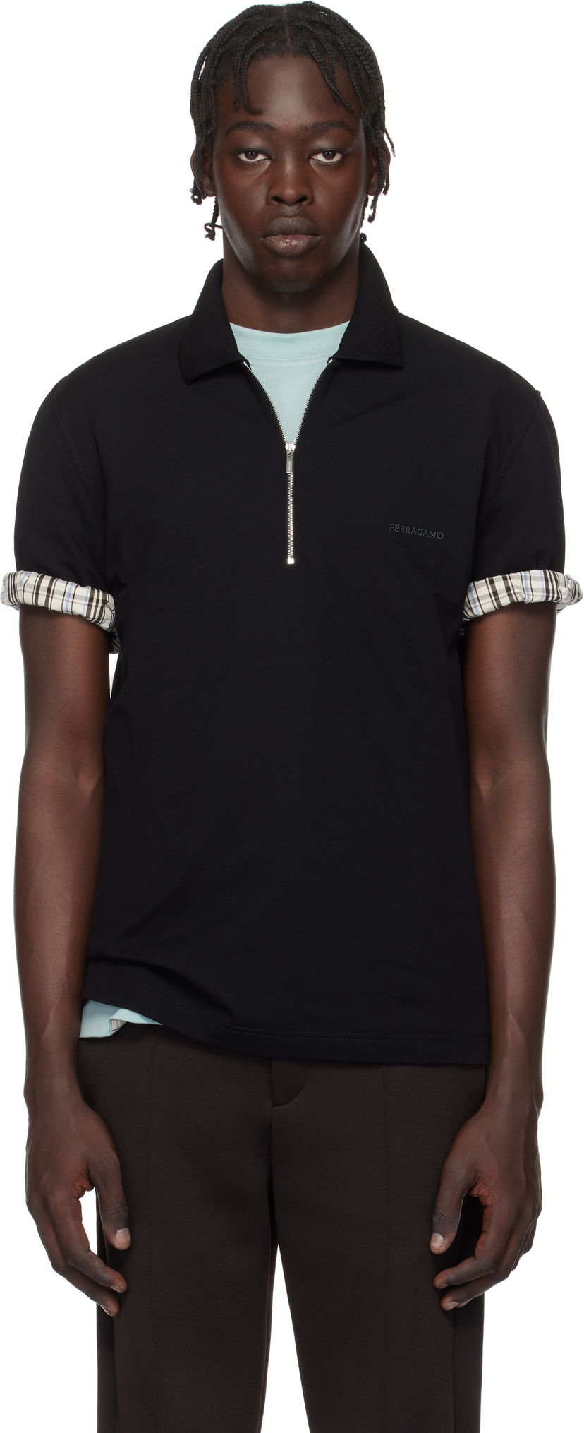 Polo majica FERRAGAMO Ferragamo Zip Collar Polo Črna | 772040