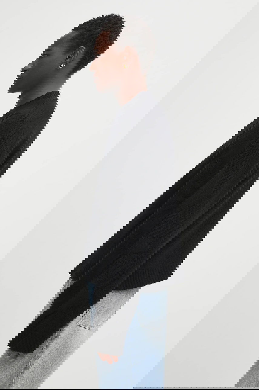 Pleteni pulover HELIOT EMIL Textured Knit Crewneck Sweater Črna | PREAW25.M.07.063.BLK01., 1