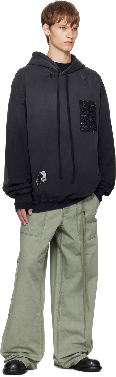 Pulover Ann Demeulemeester Ann Demeulemeester Ollie High-Comfort Hoodie with Printed Patches Črna | B0013214-FA639-098, 3