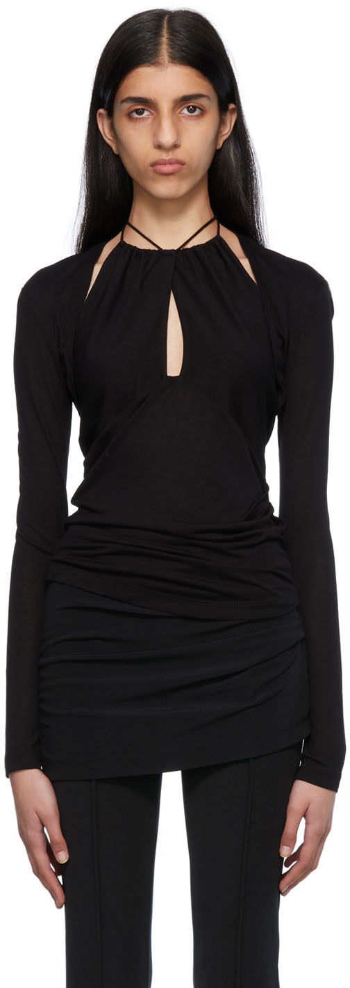 Majica brez rokavov Helmut Lang Halter Longsleeve Top Črna | Ls Halter Top