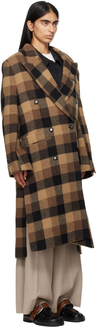 Plašči ADER ERROR Double-Breasted Check Coat Rjava | BN01FWCT0103BR, 1