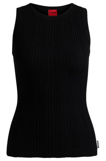 Pleteni pulover BOSS HUGO Women's Slim Fit Sleeveless Ribbed Top Črna | 50514301
