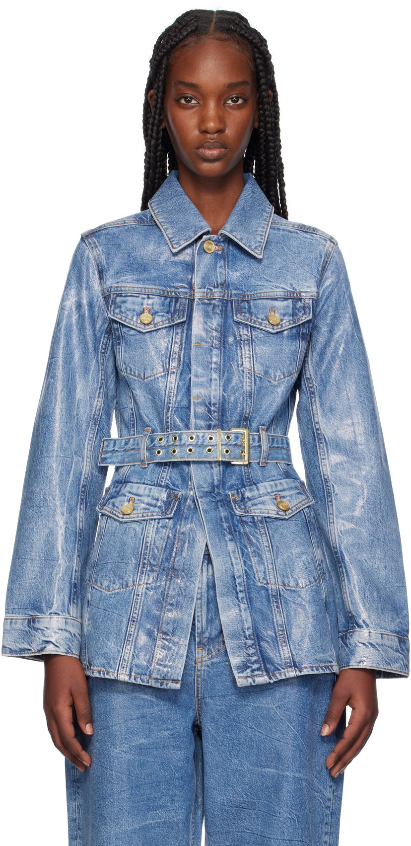 Jakna GANNI Ganni Foil Denim Jacket Modra | J1540